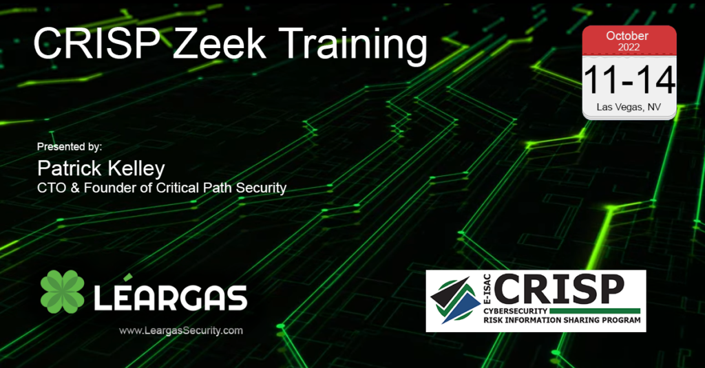 Read more about the article CRISP Zeek Training